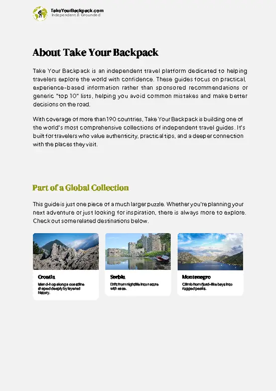 example page 1 from our offline Travel Guide for Bosnia and Herzegovina